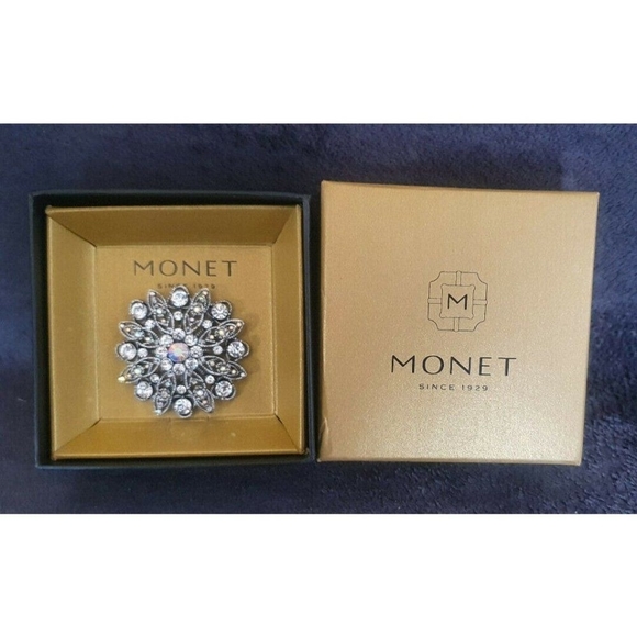 Monet Brooch Multi Color Crystal Stones-Enamel Flower Great Valentine Gift - Picture 2 of 3